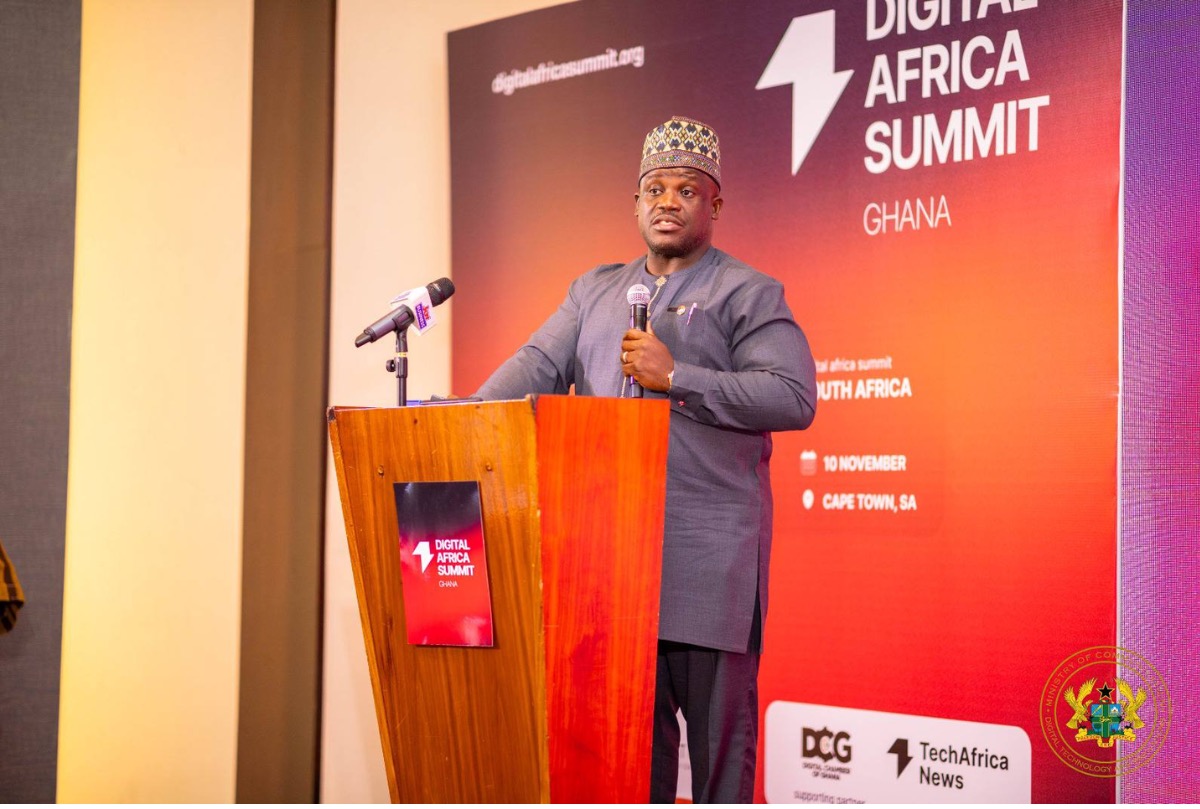 Minister Samuel Nartey George speaking at a digital summit in Ghana (Credit: TechAfrica News)