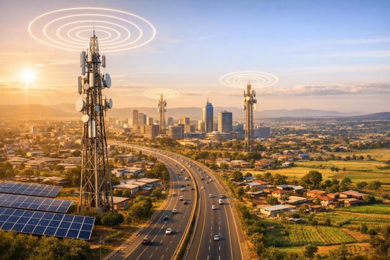 5G network towers delivering next-generation connectivity across African landscapes (Credit: Tech In Africa)