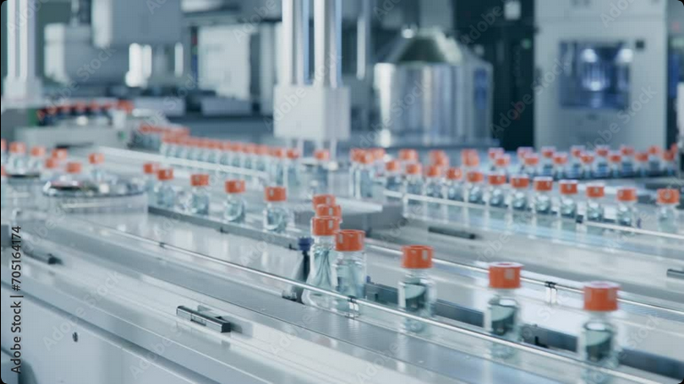 High-tech glass vial production line in a modern manufacturing plant (Credit: Adobe Stock)
