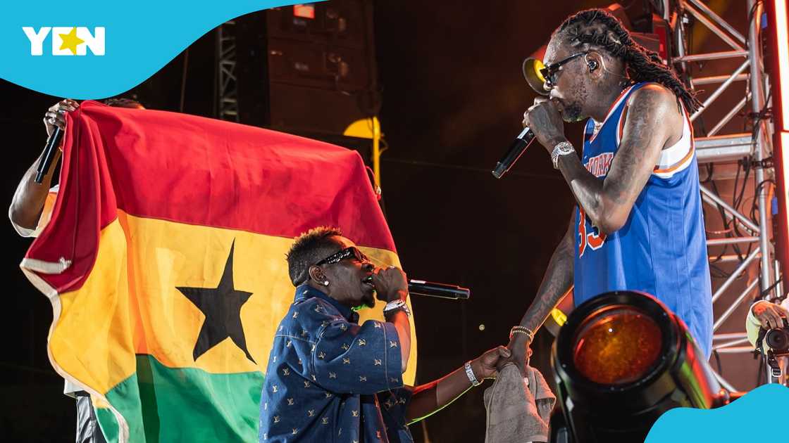 Shatta Wale Ghanaian dancehall musician performer on stage Ghana 2026