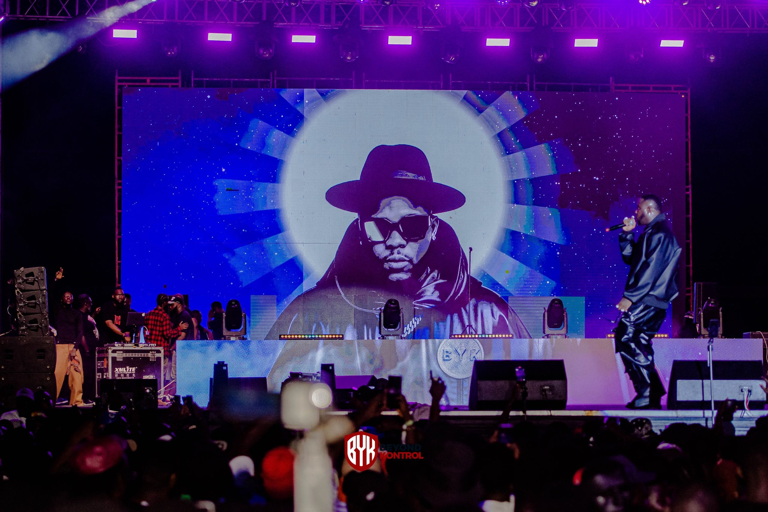 Medikal rapper Ghana performing on stage Beyond Kontrol concert Accra Sports Stadium December 2025