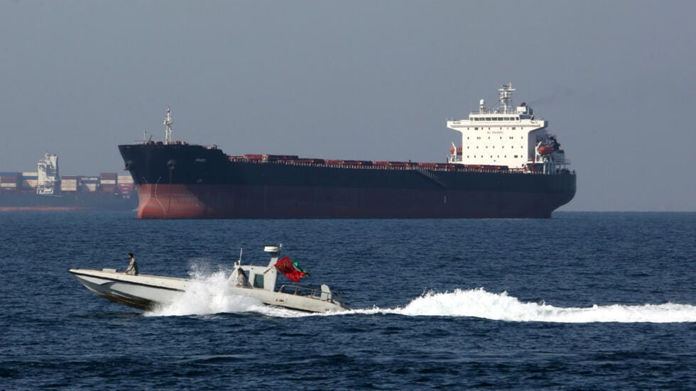 Oil tankers anchored near Strait of Hormuz Middle East shipping lane 2026
